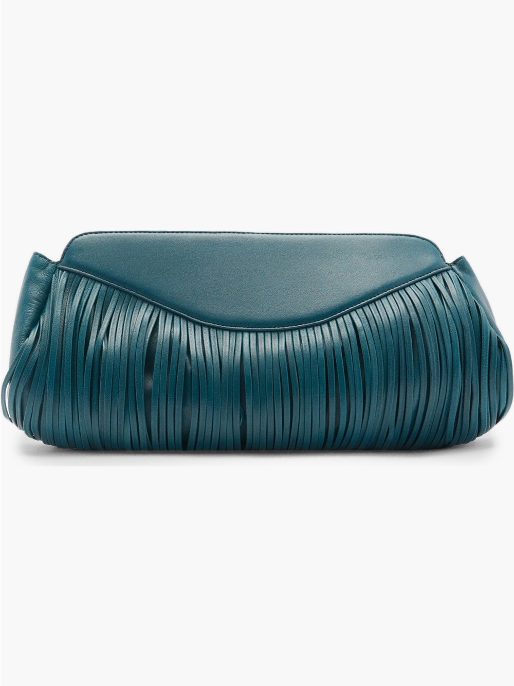 Mango Teal Fringe Leather Clutch - Women Bags